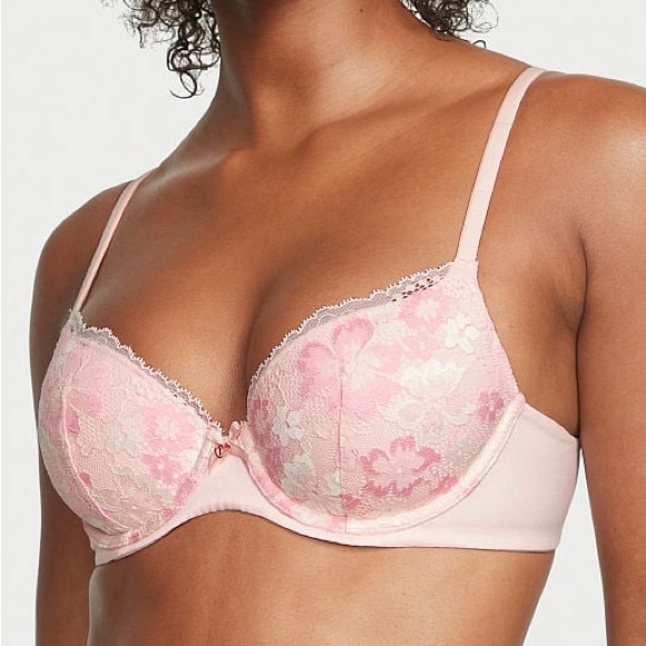 Victoria's Secret Other - NWT Body by Victoria’s Secret Lined Demi Bra Pink Lace Size 36C